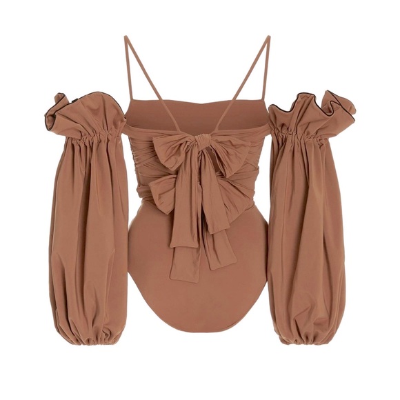 WOMEN'S NATALEY PUFF-SLEEVE BIKINI IN NEUTRAL - Picture 3 of 4